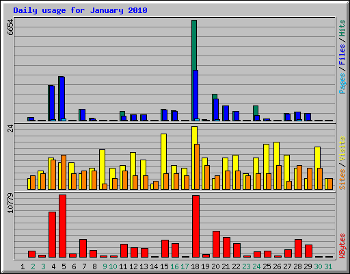 Daily usage for January 2010